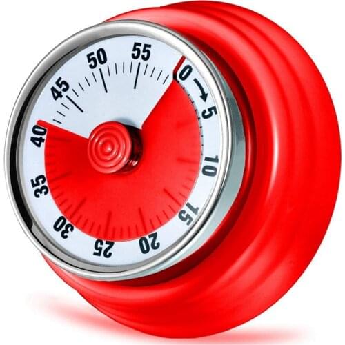 60 Minutes Mechanical Timer-Magnetic Visual Countdown Timer with Alarm for Kitchen Cooking Baking Sports Kids(Red)