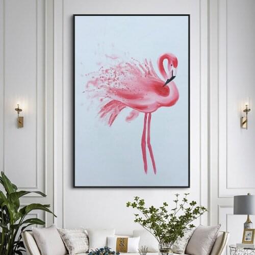 Abstract Flamingo Painting Handmade Oil Painting On Canvas Palette Knife 3D Animals Painting Wall Art For Home Living Room Decor