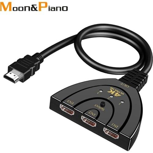 4K HDMI 3 port Switcher Adaptor HD Quality Converter HDMI Button Switch Computer Monitor Laptop Data Extension Cable Adapter