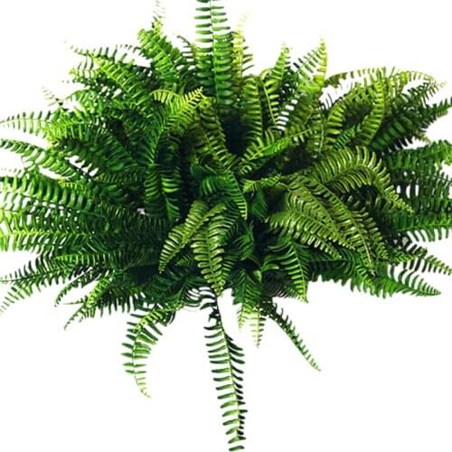 Promotion! 10Pcs Artificial Boston Fern Bush Silk Plant Hanging Fake Greenery Home Decor