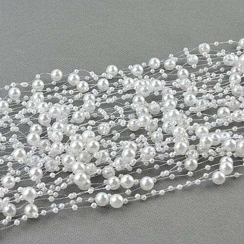 Free Shipping 5 Meter Fishing Line Artificial Pearls Beads Chain Garland Flowers Wedding Party Decoration Products Supply