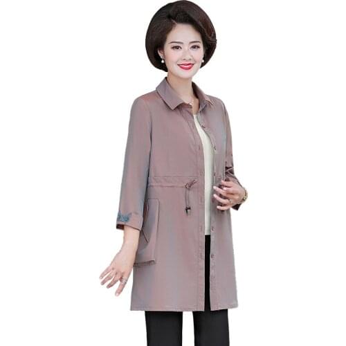 Plus size solid color fashion feminine coat slim fit casual lady clothes spring autumn comfortable joker trench coat for women