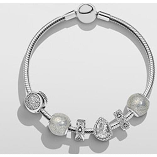 NEW NEWEST 925 Sterling Silver Rose gold bracelet Classic buttons suits Clear CZ Charm Bead fit Bracelet DIY For Jewelry