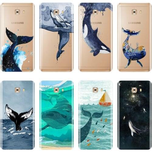 Phone Case For Samsung Galaxy C5 C7 C8 Whale Fish Wave Ocean Sea Cartoon Silicone Soft Back Cover For Samsung C9 C7 C5 Pro Case