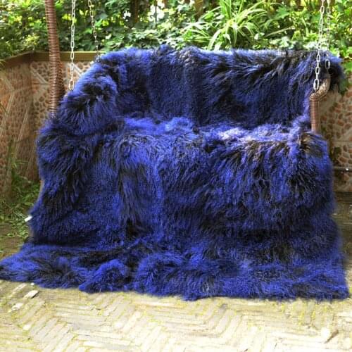 CX-D-23C High Quality 2017 Real Fur Blanket For Bed Mongolian Fur Sheep Wool Rug Bedrooms Throw Blankets For Living Room