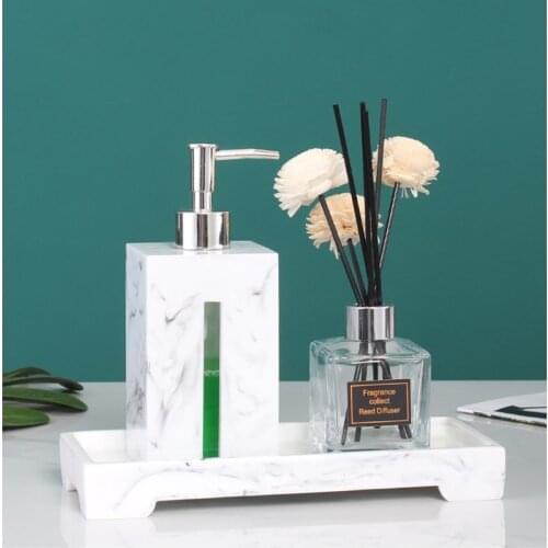 500ml Displayable Capacity Soap Dispenser Marble Texture Resin Bathroom Accessories Set Shower Gel Bottle Lotion Sorage Bottles