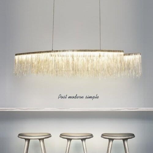 Nordic Lamps Long Dining Room Bar Coffee Shop Clothing Shop Lamp Creative Personality Tassel Aluminum Chain Post Modern Chandeli