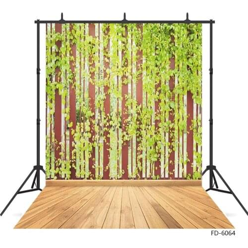Photo Background Plant Wall Wooden Floor Computer Printed Backdrop for Baby Children Pets Portrait Photoshoot Photography Props