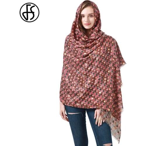 FS 2021 Tulip Flower Bronzing Print Winter Hijab Scarf For Women Trend Red Yellow Sunscreen Warm Turban Shawl Foulard Femme