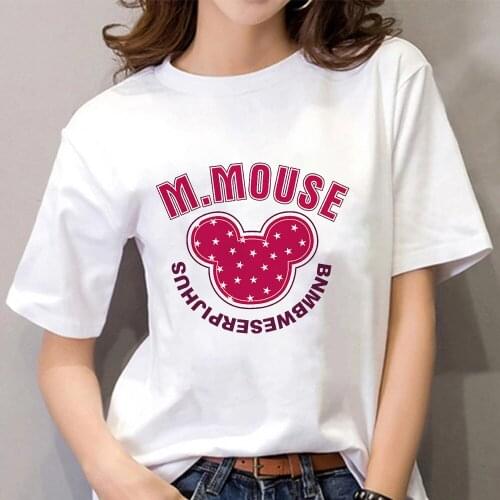 Graphic Tshirts Disney Tee Shirt Anime Plus Size Women Clothing Summer Cartoon Pink Mickey Mouse Korean Fashion T Shirt