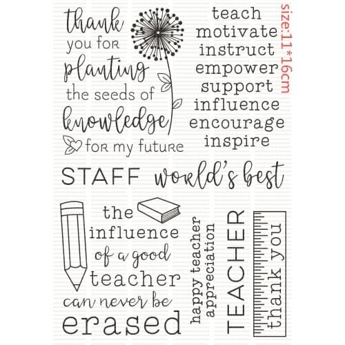 School Things Clear Rubber Stamp Sheet Cling Scrapbooking DIY Cute Pattern Photo Album Paper Decoration