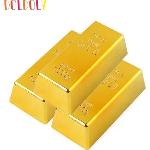 Fake Gold Bar Plastic Golden Paperweight Home Decor Bullion Bar Simulation Decoration Crafts Creative Gold Brick Decor Toy Shop