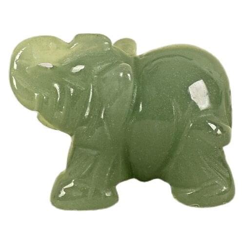 1.5 Inch hand Carved stone Elephant Figurines green aventurine Mini Animals Statue craft for Decor Healing crystal feng shui