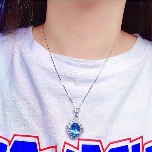 Classic Topaz Pendant for Party 10*14mm Natural Topaz Necklace Pendant Solid 925 Silver Topaz Jewelry Gift for Wife