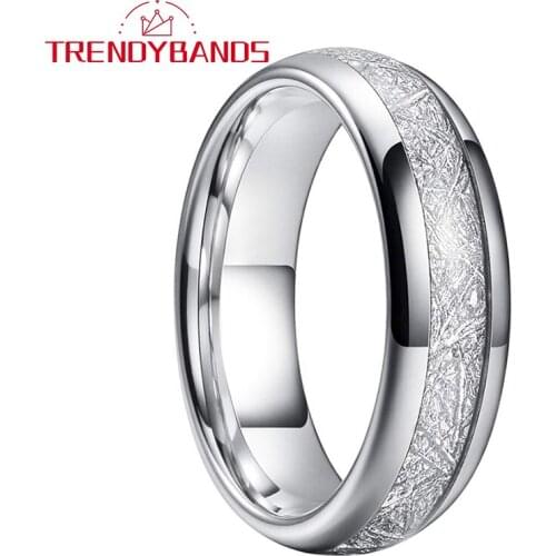 6MM Meteorite Inaly Tungsten Carbide Rings For Men Women Wedding Band High Polished Shiny Comfort Fit