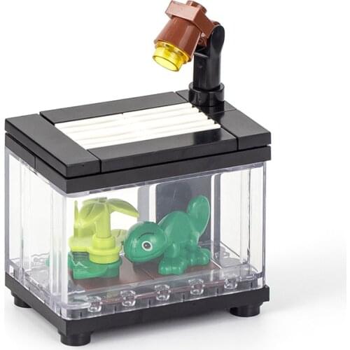 WM Blocks City Series MOC Furniture Lizard Terrarium Bricks Model Decorations Building Blocks Educational Kids Toys For Children