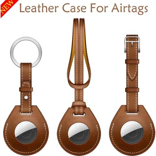 1:1 Leather Case For AirTags Luggage Tag Bag Charm Key Ring Keychain Protective Shell For Apple Airtags Anti-lost Tracker Cover