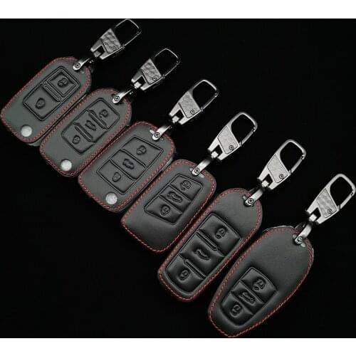 Leather Car Remote Key Cover Case Holder For Volkswagen Tiguan VW Golf Mk7 7 L Seat Ibiza Leon FR 2 Skoda Octavia Altea Aztec