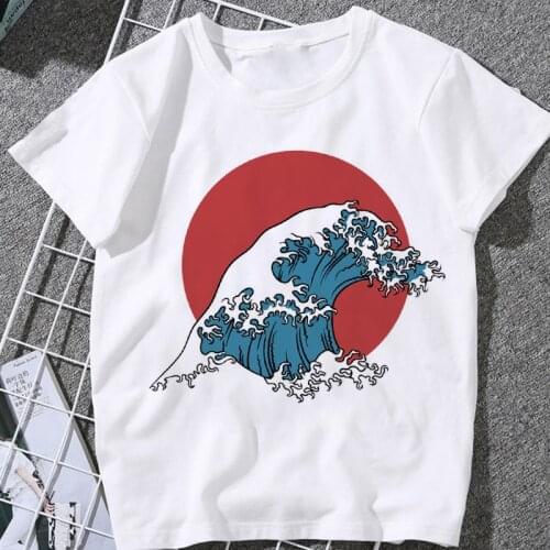 Beautiful Waves Womens T-shirts Harajuku Aesthetic T Shirt Oversized Tops Female Tshirt Summer Clothing Japanese Style Fashion