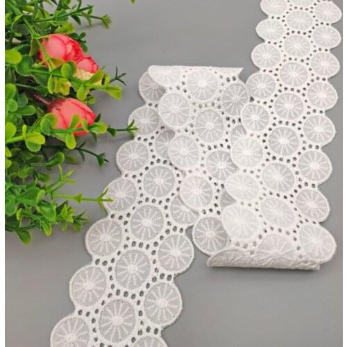 6cm*5yards flower hollow embroidered cotton lace trims DIY Sewing white lace trimming ribbon DIY clothes accessories