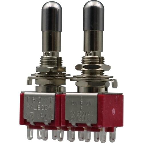 2Pcs SH T8012-LK ON-OFF-ON Maintained 3Position 6Pin DPDT Lock Type Mini Toggle Switch