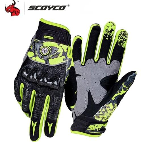 SCOYCO Motorcycle Gloves Summer Breathable Motocross Gloves Men Carbon Fiber Leather Moto Racing Gloves Guantes Moto