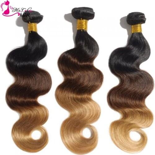 Ms Cat Hair Brazilian Body Wave 3 Tone 1B/4/27 Ombre Hair Weave Bundles 3 Pcs/lot Remy Hair Extension 3 Bundles Deals Free Ship