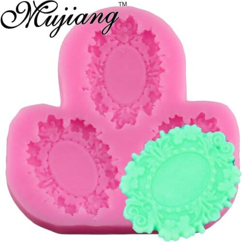 Mujiang Relief Vintage Mirror Frame Baking Chocolate Silicone Cupcake Mold Fondant Cake Decorating Tools Resin Clay Candy Moulds