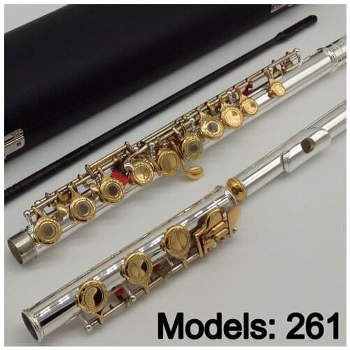 Music Fancier Club Flute 261 Engraving Hand Carved Keys Gold Plating Flutes B Leg Open Holes 17 Gold Keys