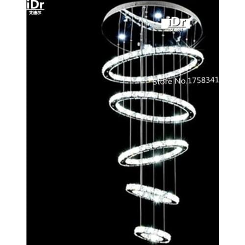 New 5 circle K9 Crystal Chandelier high quality Stainless steel Five rings LED lights High-grade light the new listing