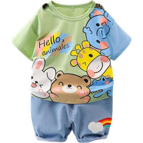 New Summer Fashion Baby Girl Clothes Children Boys Cartoon Cotton T-Shirt Shorts 2Pcs/Set Toddler Casual Costume Kids Tracksuits