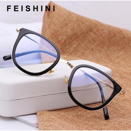 Feishini Brand Myopia Big Face Eyeglasses frames Glasses Clear Lens Vision Square Glasses Frame Women Vintage Transparent PINK