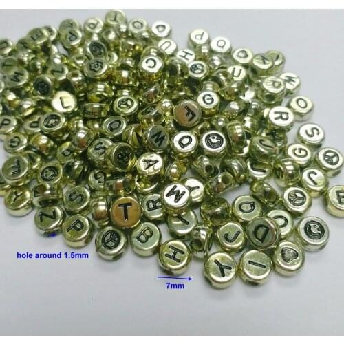 Wholesale 1000PCS bulk round shape Metallic color alphabet GL014 Charms Loose 7mm Pony Beads for girl school science home crafts