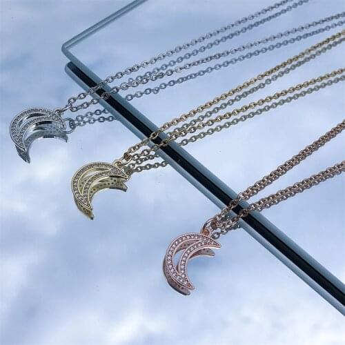 Silver-plated Cute Mini Moon Pendant Necklace Accessories DIY Jewelry Making For Women