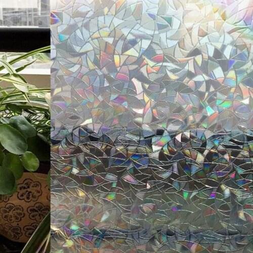 Pvc Self-Adhesive Glue-Free Electrostatic 3D Glass Film Irregular Pattern Refraction Colorful Glass Window Grilles