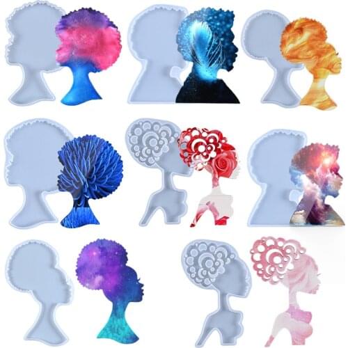 Female Afro Silicone Resin Mold Afro Lady Head Resin Tray Mold for DIY Coasters Beauty Lady Jewelry Making and Home Decoration