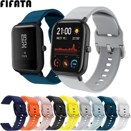 FIFATA Silicone Wrist Band For Huami Amazfit Bip GTS GTR 42mm Bracelet For Amazfit Bip S/Bip U/GTS 2/GTR 2/47mm Smartwatch Strap