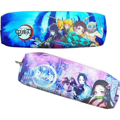 Anime Demon Slayer: Kimetsu no Yaiba Pencil Bag Zipper Canvas Students Pencil Bag Wallet Storage Bag Stationery Random Style
