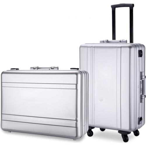 Mens Luxury Travel Bag TSA Lock Travel Bag Organizer Briefcase Metal Aluminum Hard Case