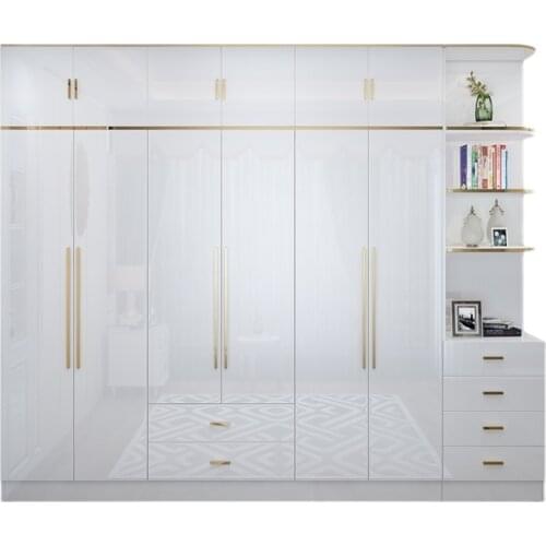 Light luxury wardrobe plus top cabinet Simple modern economical panel white combination side cabinet wood