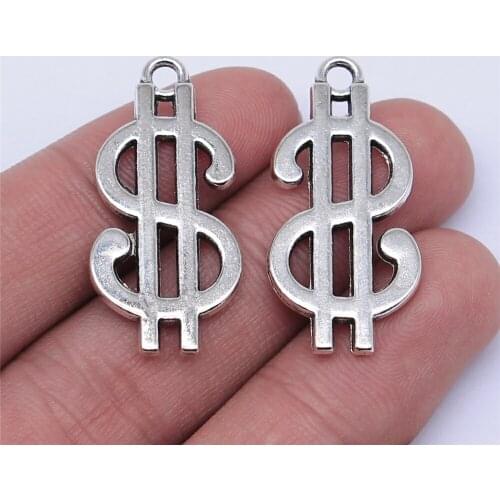 Tristana 10pcs 33x16mm Antique Silver Color Dollar Sign Charms Pendant For Jewelry Making DIY Jewelry Findings