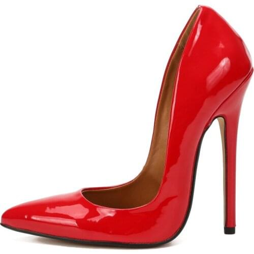 Pumps Women Shoes Patent Leather Slip On Thin High Heels Pointed Toe fashion Dress Party Wedding shoes for women black red white