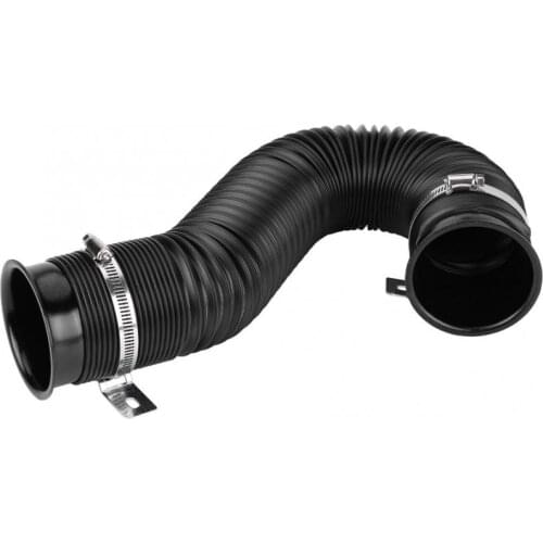 76mm 3inch Universal Car Auto Cold Air Intake Inlet Pipe Flexible Duct Tube Hose Kit Black Aluminum + Rubber New