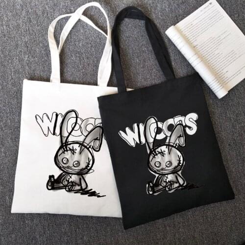 Japanese Anime Women Shoulder Bag Harajuku Canvas Bag Gothic Casual Dark Big Capacity Vintage Women Bag Cartoon Y2k Shopper Bag