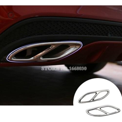 Rear Exhaust Muffler Tail Pipe Cover Trim 2pcs For Benz CLA C117 X117 W117 2016-2018 Car accesories interior Car Trim
