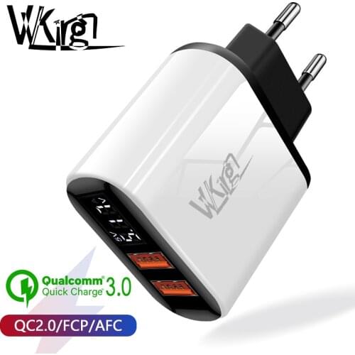 USB Charger 18W Quick Charge 3.0 Fast Charging Smart Display EU Plug For iPhone Samsung Xiaomi Huawei 2USB QC3.0 Charge Adapter