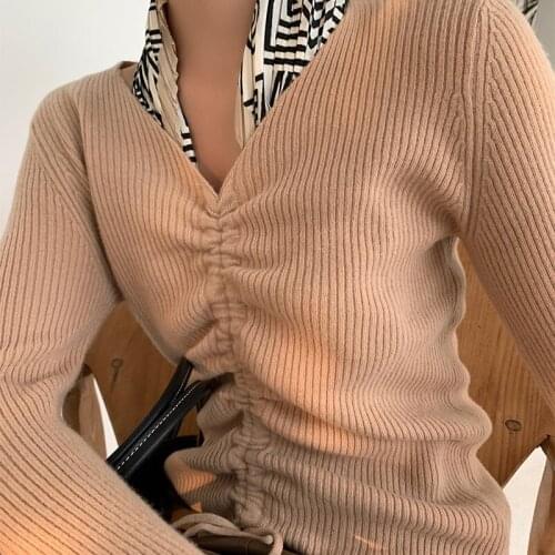 Super Warm 100% Wool Sweaters and Pullovers Women Winter High elasticity Soft Cashmere Sweater V-neck Female Basic Pullovers