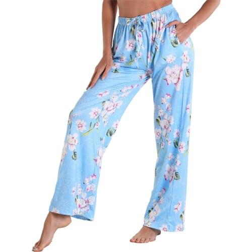 Women Spring Pajama Pants Multicolor Plaid/Floral Elastic High Waist Loose-Fitting Loungewear Trousers for Girls 26 Colors