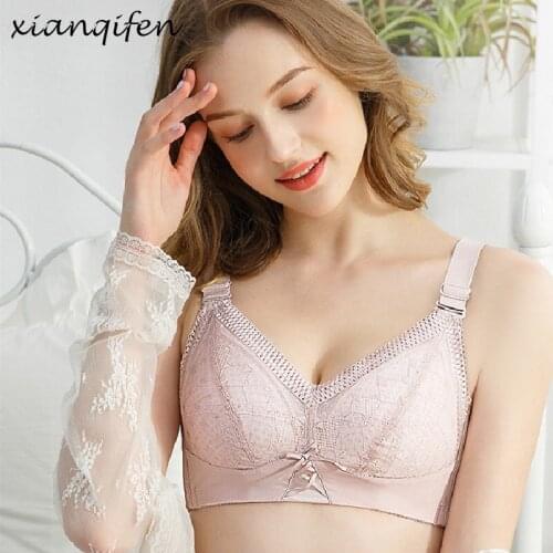 Xianqifen green bras for women sexy lingerie thin summer crop top bh lace brassiere girl BCDE cup 36 38 40 plus size intimates