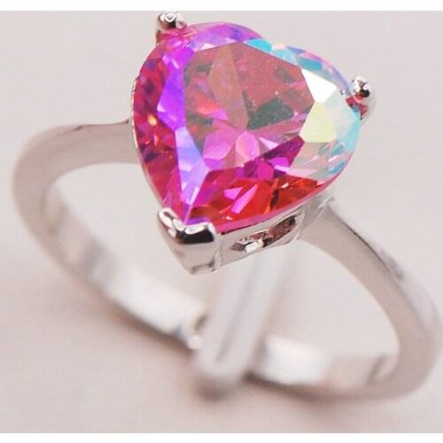 Pink Crystal Zircon Women 925 Sterling Silver Ring F770 Size 5 6 7 8 9